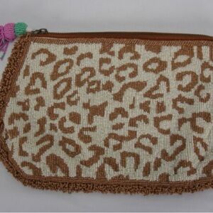 Anthropologie Leopard Print Beaded Clutch